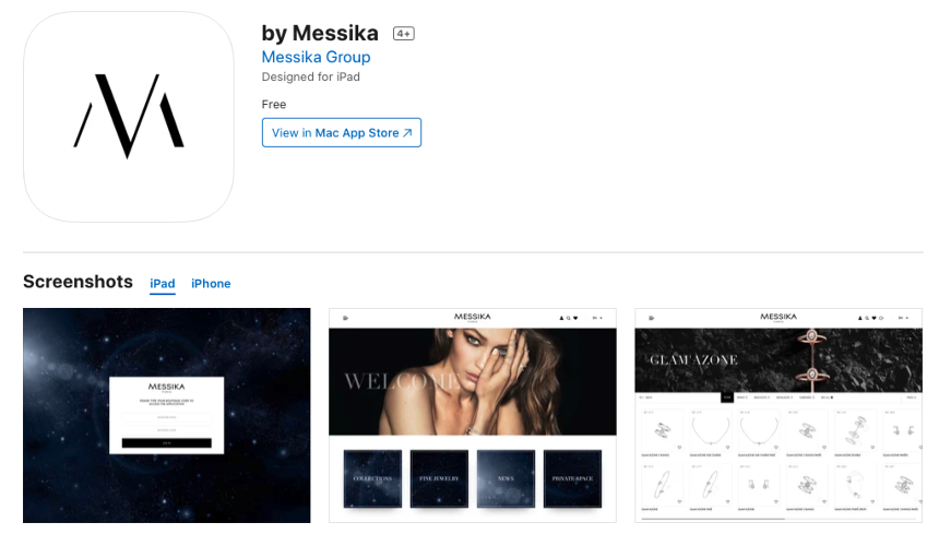 Messika is a high end jewelry app which helps you find the perfect accessory for any occasion